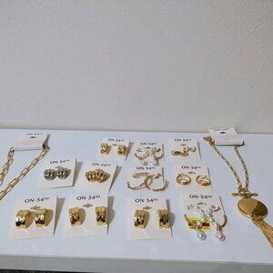 ON:34TH Jewelry Lot – Earrings & Necklaces – Gold Tone & Pearl Styles – New